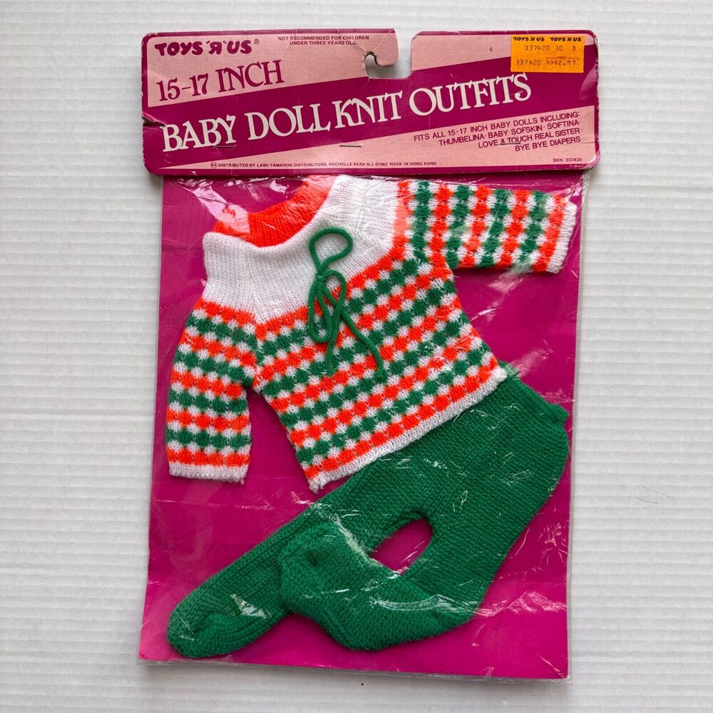 Vintage Doll Outfit 15-17 Inch Babydoll Sweater Top Pants Set Retro Toys R Us - Picture 1 of 6